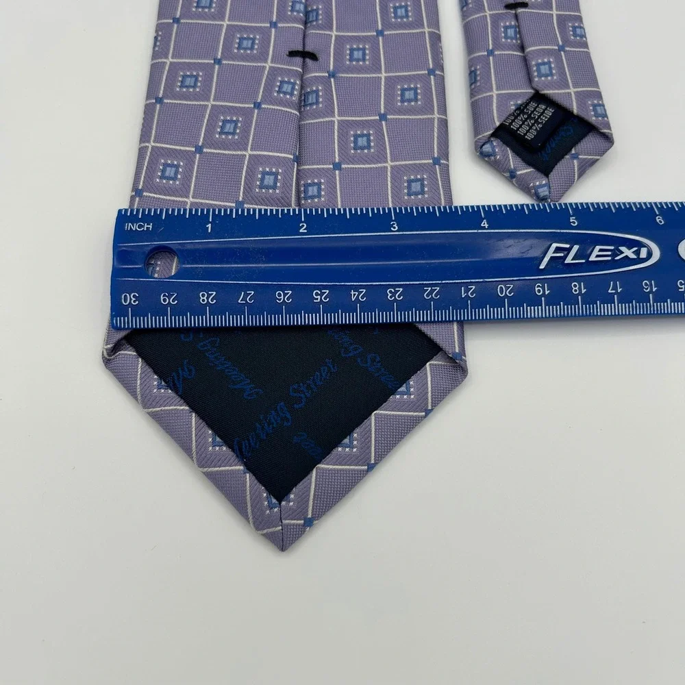 Meeting Street Necktie Geometric Mens OS Lavender 100% Silk Business Classic